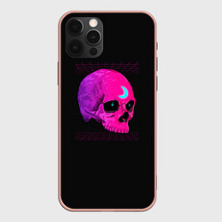 Чехол для iPhone 12 Pro Max Неоновый череп с огоньками, цвет: 3D-светло-розовый