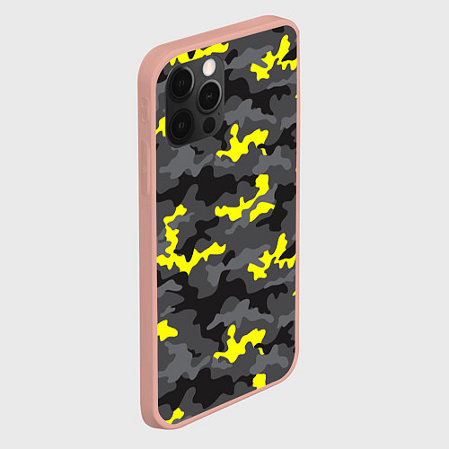 Чехол iPhone 12 Pro Max Камуфляж Серо-Чёрный / 3D-Светло-розовый – фото 2