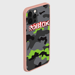 Чехол для iPhone 12 Pro Max Roblox Камуфляж Серо-Чёрный, цвет: 3D-светло-розовый — фото 2