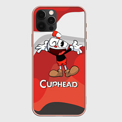 Чехол для iPhone 12 Pro Max Cuphead веселая красная чашечка, цвет: 3D-светло-розовый