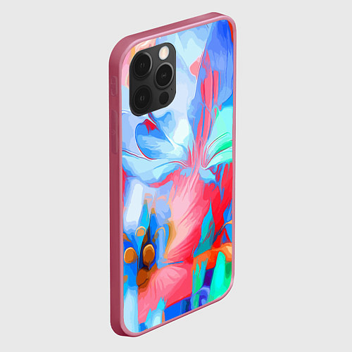 Чехол iPhone 12 Pro Max Fashion floral pattern / 3D-Малиновый – фото 2