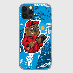 Чехол для iPhone 12 Pro Max Медведь дровосек, цвет: 3D-серый