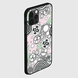 Чехол для iPhone 12 Pro Max Абстрактные черно-белые круги в зелёных листьях, цвет: 3D-черный — фото 2