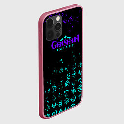 Чехол для iPhone 12 Pro Max GENSHIN NEON PATTERN SYMBOL НЕОН ЭМБЛЕМЫ, цвет: 3D-малиновый — фото 2