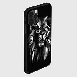 Чехол для iPhone 12 Pro Max Голова льва в черно-белом изображении, цвет: 3D-черный — фото 2