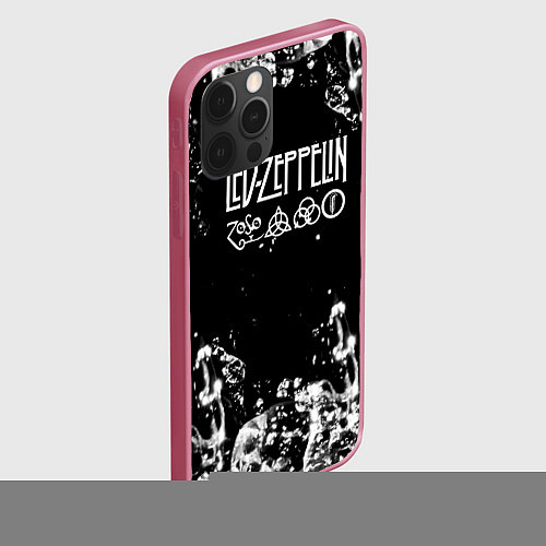 Чехол iPhone 12 Pro Max LED ZEPPELIN texture вода / 3D-Малиновый – фото 2