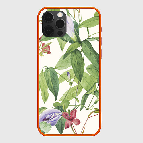 Чехол iPhone 12 Pro Max Цветы Нежная Листва / 3D-Красный – фото 1