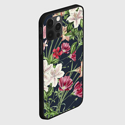 Чехол для iPhone 12 Pro Max Цветы Розовые, цвет: 3D-черный — фото 2