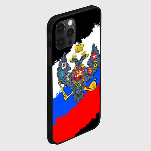 Чехол iPhone 12 Pro Max Россия - имперский герб / 3D-Черный – фото 2