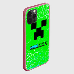 Чехол для iPhone 12 Pro Max Minecraft зеленый фон, цвет: 3D-малиновый — фото 2