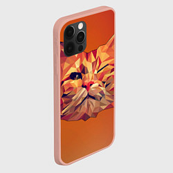 Чехол для iPhone 12 Pro Max Полигональный кот подмигивает, цвет: 3D-светло-розовый — фото 2