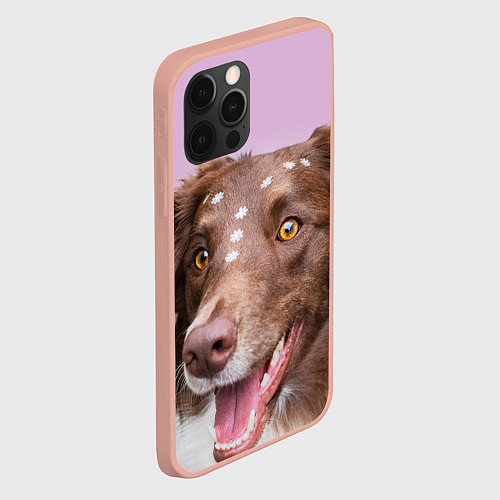Чехол iPhone 12 Pro Max Веселая Бордер колли / 3D-Светло-розовый – фото 2