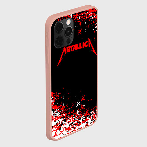 Чехол iPhone 12 Pro Max Metallica текстура белая красная / 3D-Светло-розовый – фото 2