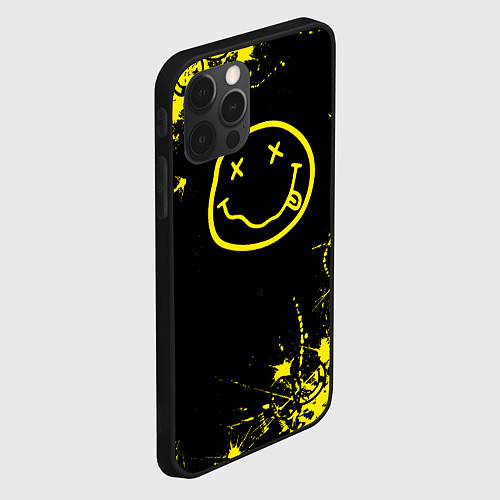 Чехол iPhone 12 Pro Max Nirvana texture смайл / 3D-Черный – фото 2