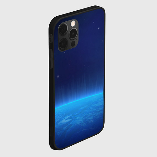 Чехол iPhone 12 Pro Max Планета вид из космоса / 3D-Черный – фото 2