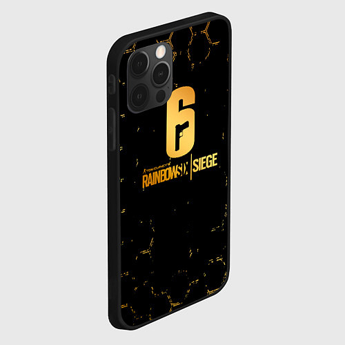 Чехол iPhone 12 Pro Max Rainbow six siege соты / 3D-Черный – фото 2