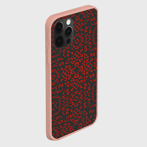 Чехол iPhone 12 Pro Max КРАСНЫЕ ЛИНИИ ПАТТЕРН / 3D-Светло-розовый – фото 2
