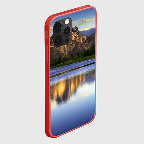 Чехол iPhone 12 Pro Max Горы mountains / 3D-Красный – фото 2