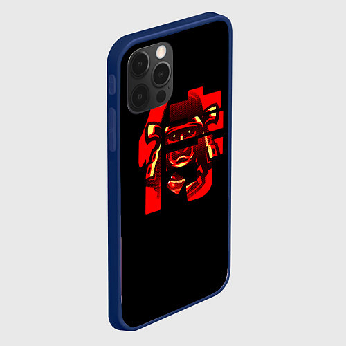Чехол iPhone 12 Pro Max Самурай Кандзи / 3D-Тёмно-синий – фото 2