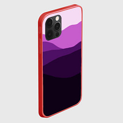 Чехол для iPhone 12 Pro Max Фиолетовый градиент горы абстракция, цвет: 3D-красный — фото 2