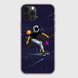 Чехол для iPhone 12 Pro Max Космонавт - скейтбордист, цвет: 3D-серый