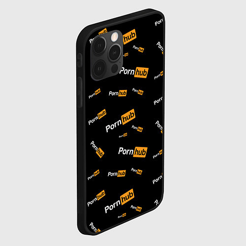 Чехол iPhone 12 Pro Max PORN HUB НАДПИСИ ПАТТЕРН / 3D-Черный – фото 2