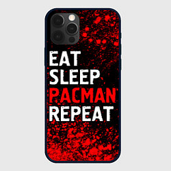 Чехол для iPhone 12 Pro Max Eat Sleep Pacman Repeat Арт, цвет: 3D-черный