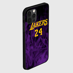 Чехол для iPhone 12 Pro Max Lakers 24 фиолетовое пламя, цвет: 3D-черный — фото 2