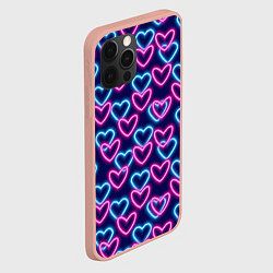 Чехол для iPhone 12 Pro Max Неоновые сердца, паттерн, цвет: 3D-светло-розовый — фото 2