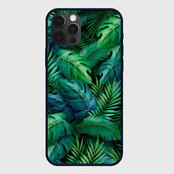 Чехол для iPhone 12 Pro Max Green plants pattern, цвет: 3D-черный