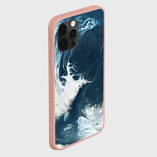 Чехол iPhone 12 Pro Max Texture of dark waves / 3D-Светло-розовый – фото 2