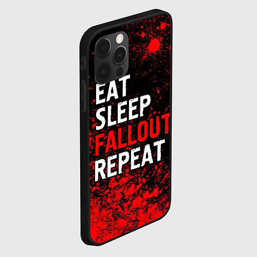 Чехол iPhone 12 Pro Max Eat Sleep Fallout Repeat Краска / 3D-Черный – фото 2