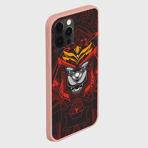 Чехол iPhone 12 Pro Max Голова кота-самурая / 3D-Светло-розовый – фото 2