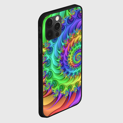 Чехол iPhone 12 Pro Max Красочная фрактальная спираль Узор Colorful fracta / 3D-Черный – фото 2