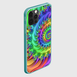 Чехол для iPhone 12 Pro Max Красочная фрактальная спираль Узор Colorful fracta, цвет: 3D-мятный — фото 2