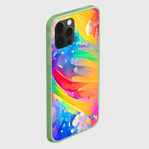 Чехол iPhone 12 Pro Max Радужный рисунок / 3D-Салатовый – фото 2