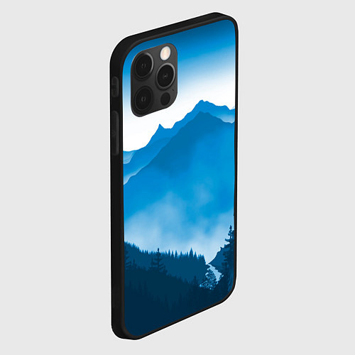 Чехол iPhone 12 Pro Max Горы Лес / 3D-Черный – фото 2