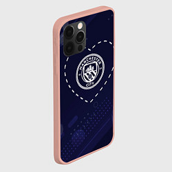 Чехол для iPhone 12 Pro Max Лого Manchester City в сердечке на фоне мячей, цвет: 3D-светло-розовый — фото 2