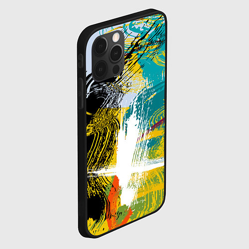 Чехол iPhone 12 Pro Max Абстрактные мазки цветной краской strokes of paint / 3D-Черный – фото 2