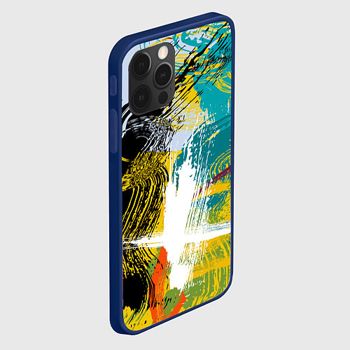 Чехол iPhone 12 Pro Max Абстрактные мазки цветной краской strokes of paint / 3D-Тёмно-синий – фото 2