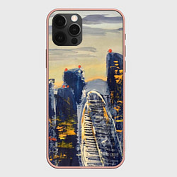 Чехол для iPhone 12 Pro Max Индустриальный пейзаж Москва-сити, цвет: 3D-светло-розовый