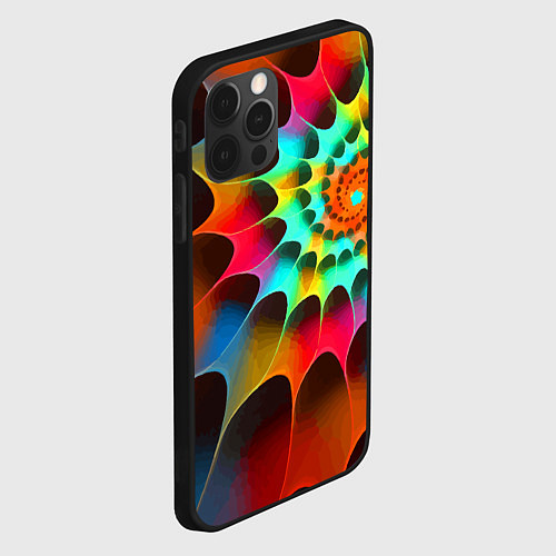 Чехол iPhone 12 Pro Max Красочная неоновая спираль Colorful neon spiral / 3D-Черный – фото 2