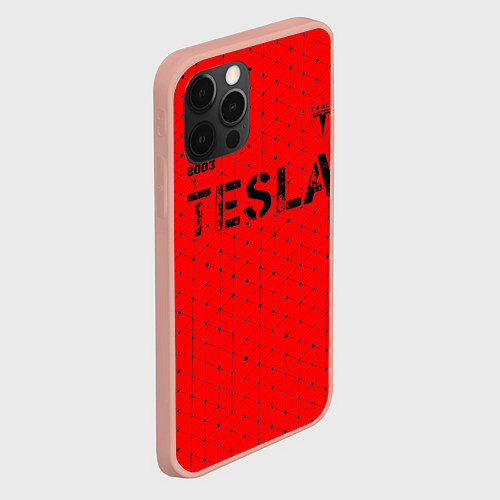 Чехол iPhone 12 Pro Max ТЕСЛА Tesla Est 2003 Абстракция / 3D-Светло-розовый – фото 2