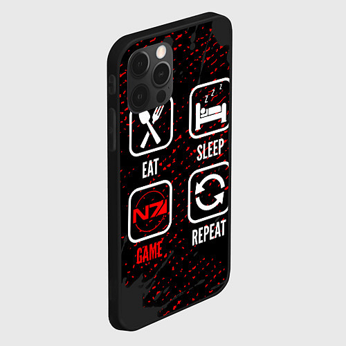 Чехол iPhone 12 Pro Max Eat, Sleep, Mass Effect, Repeat / 3D-Черный – фото 2