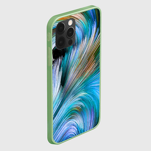 Чехол iPhone 12 Pro Max Абстрактная красочная композиция Полосы Abstract c / 3D-Салатовый – фото 2