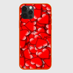 Чехол для iPhone 12 Pro Max LOVING HEARTS, цвет: 3D-красный