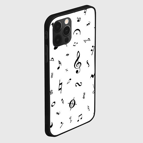 Чехол iPhone 12 Pro Max Нотные Знаки Черные на Белом / 3D-Черный – фото 2