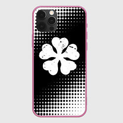 Чехол для iPhone 12 Pro Max Белый логотип Черный клевер на черном, цвет: 3D-малиновый