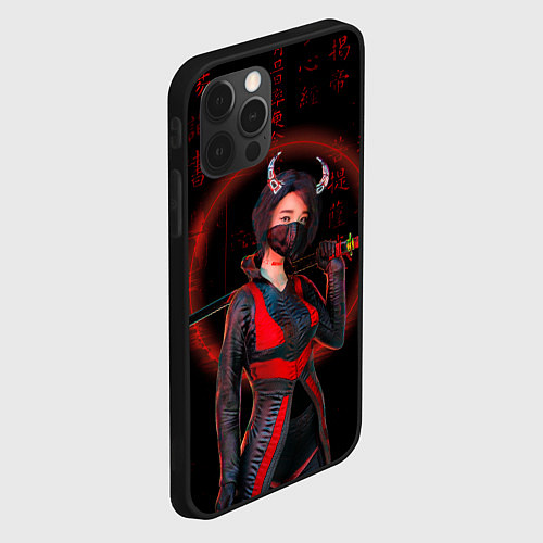 Чехол iPhone 12 Pro Max Neon oni кунаичи / 3D-Черный – фото 2