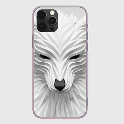 Чехол для iPhone 12 Pro Max Волк - белый, цвет: 3D-серый